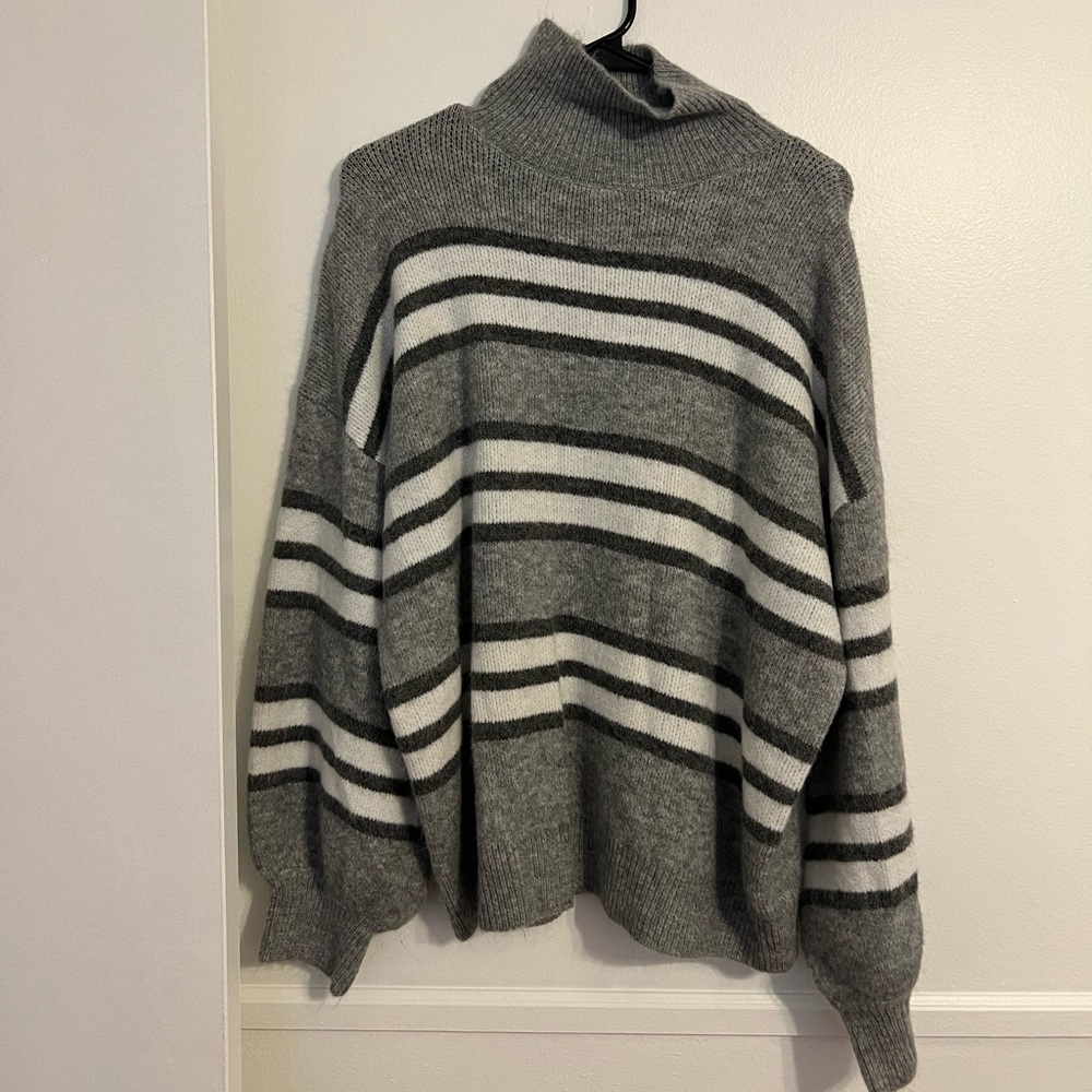 Stripe Turtleneck Sweater